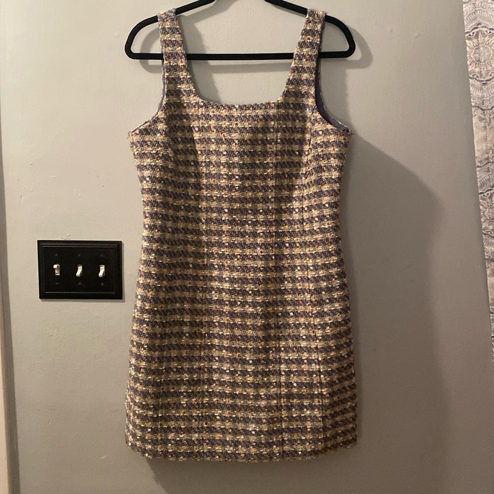 Elie Thari Blue Gold Silver Bronze dress.